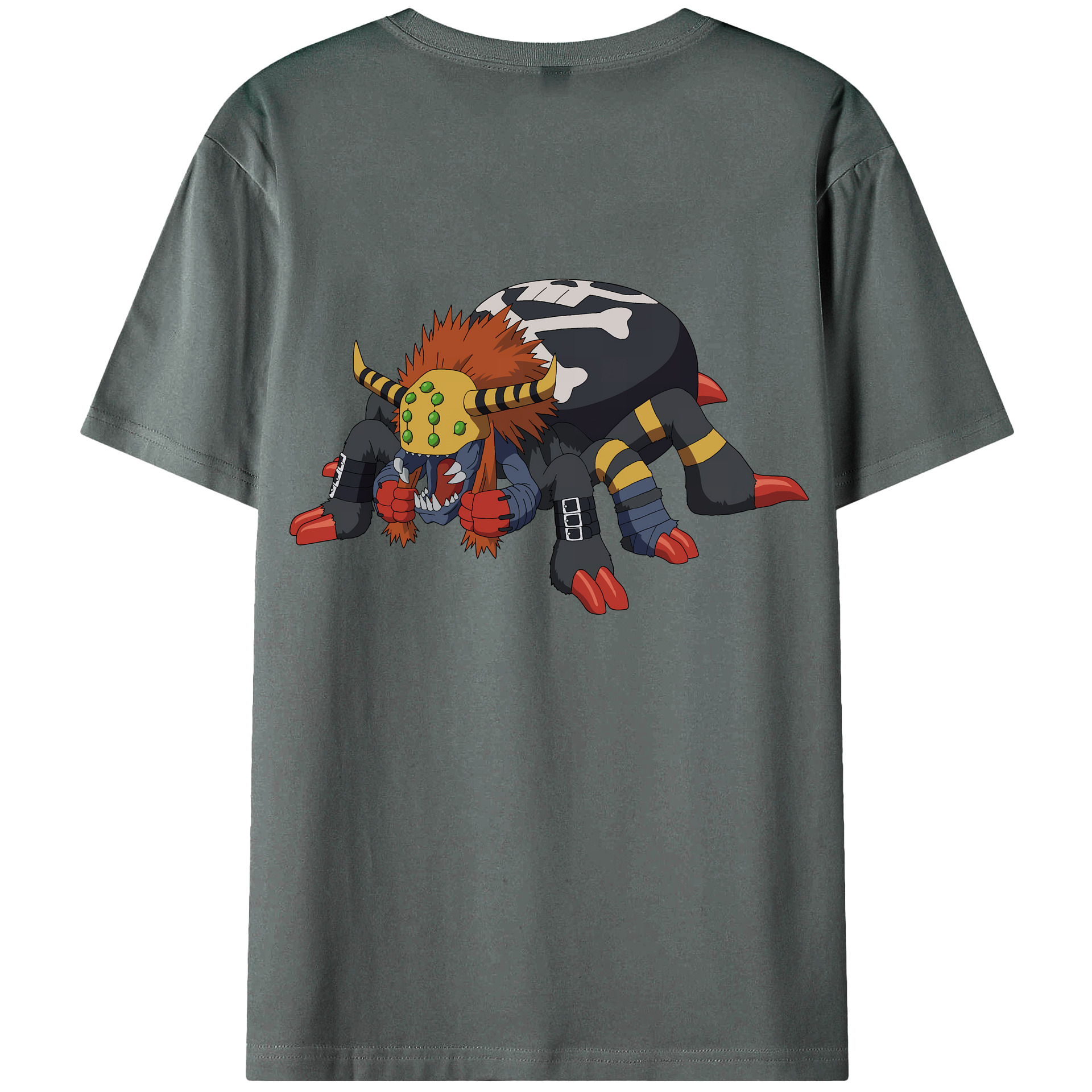 （画像用） Digimon デジタルモンスター/デジモン 綿100％ メンズ半袖Tシャツ（バックプリント） 通気性